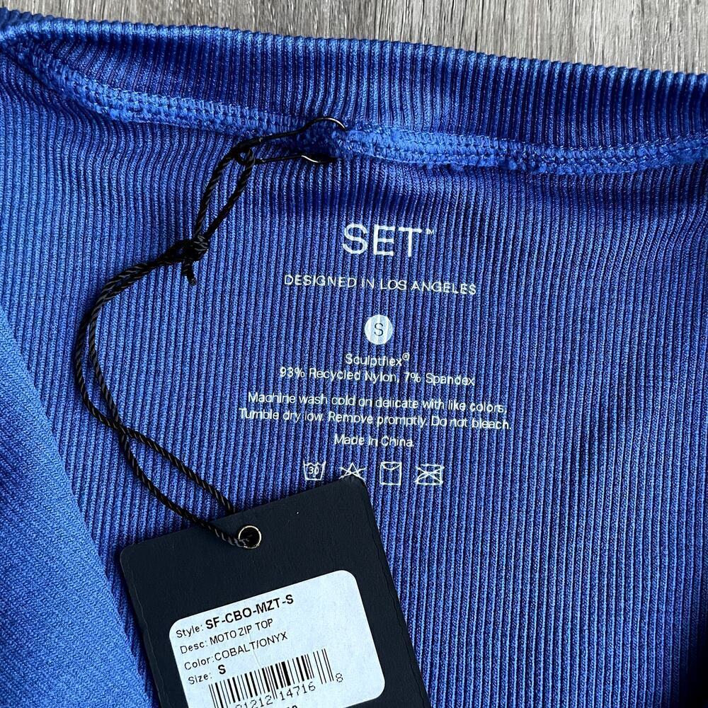 NWT SET Active Moto Zip Top in Cobalt Small​​​​ - Picture 4 of 4